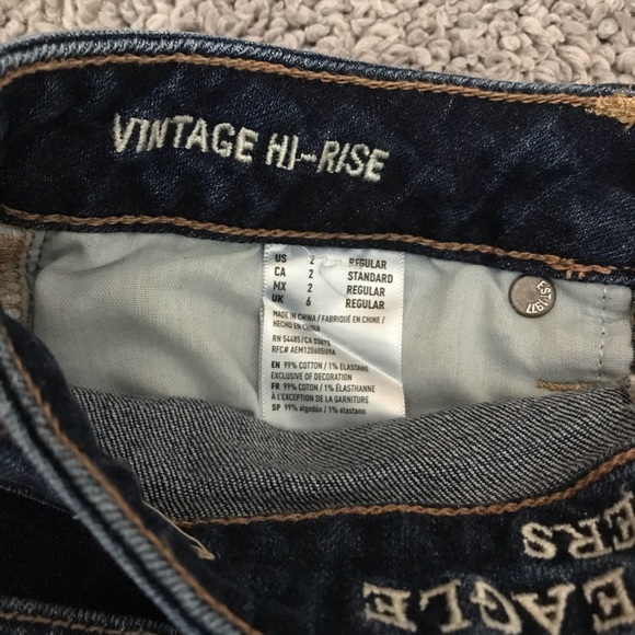 American Eagle Womens Blue Jeans Stretch Vintage Hi-Rise Size 2 Button Fly - Picture 4 of 5